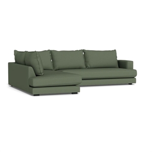 Cozy sofa med open end XL - 317 x 227 cm. - Dessin Fjord Grøn ( fløjl )